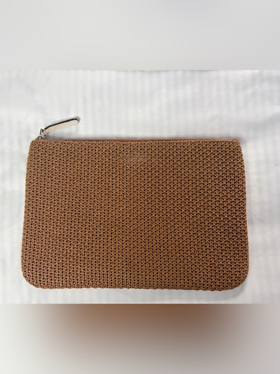 kate spade Accessories - kate spade Woven Zip Pouch in Tan Brown with Cream Accent